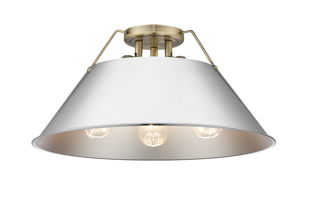 Yep by Golden Lighting Orwell 3-light Flush Mount in Aged Brass and Chrome shade